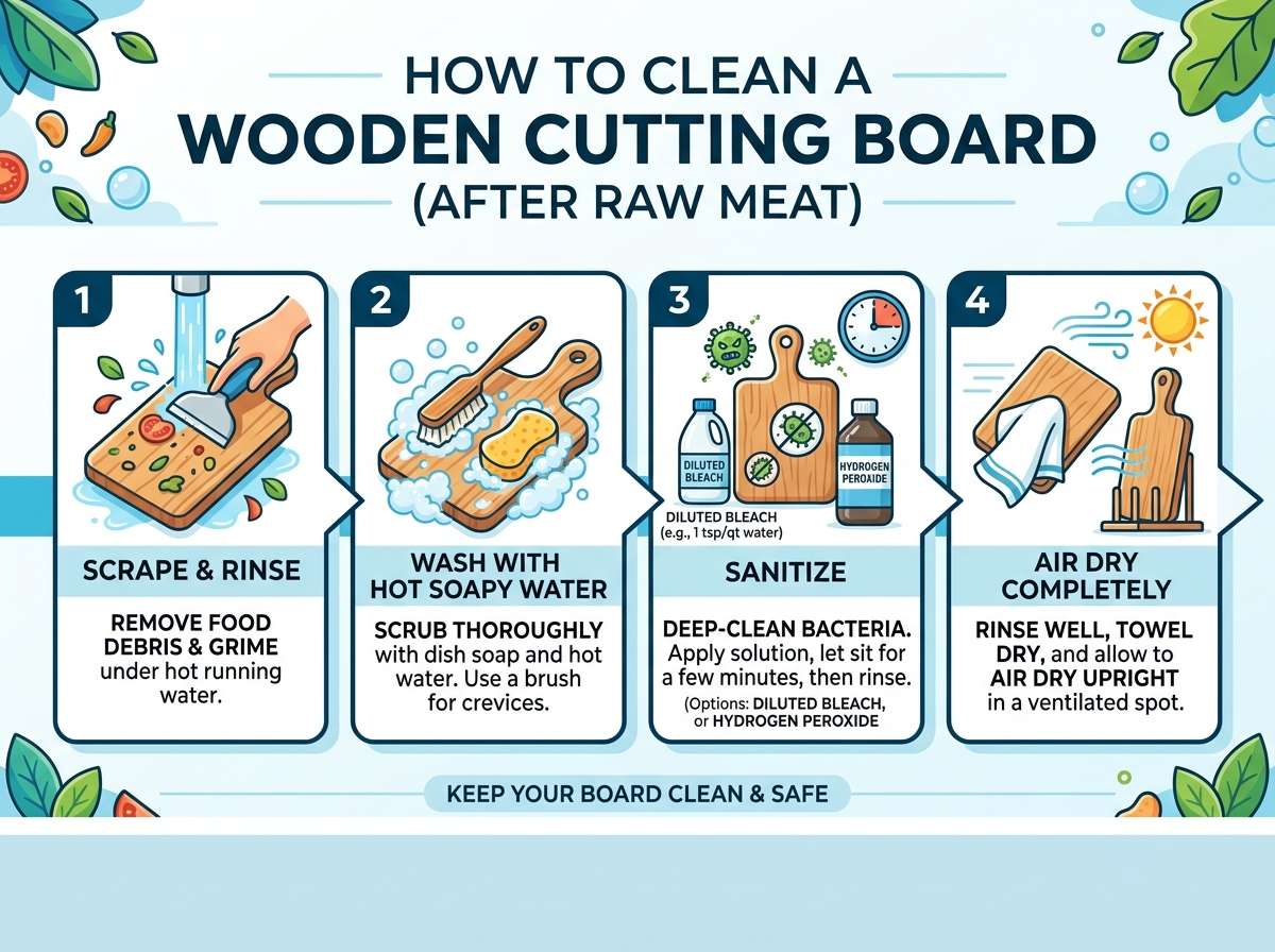 How to Clean a Wooden Cutting Board After Raw Meat