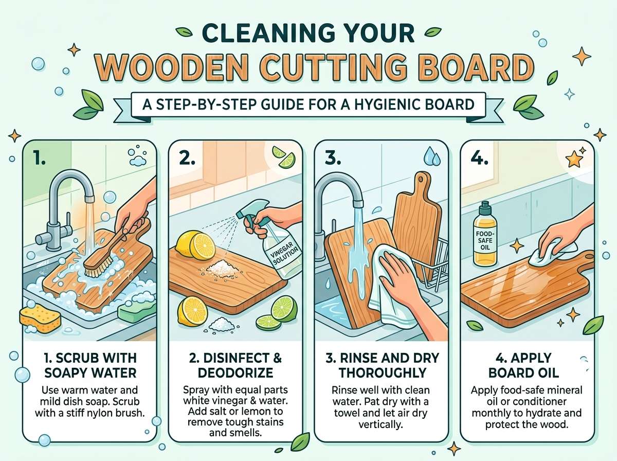 How to Clean a Wooden Cutting Board