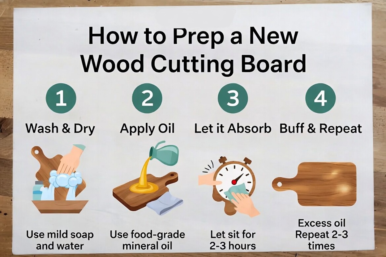 how to prep a new wood cutting boards