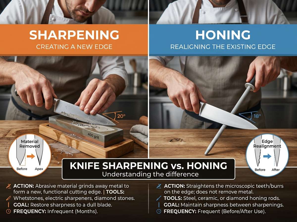 Knife Sharpening vs Honing